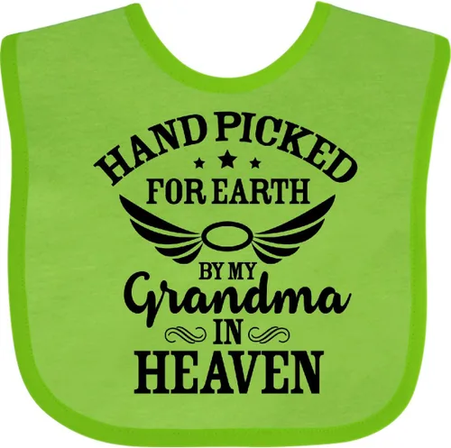 inktastic Handpicked for Earth By My Grandma in Heaven Angel Wings Baby Bib