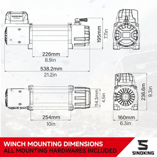 Miniatura 7 de SINOKING Cabrestante eléctrico de 13500 libras para Jeep, camión, SUV, cabrestante de remolque y cabrestante de barco - Cuerda sintética resistente