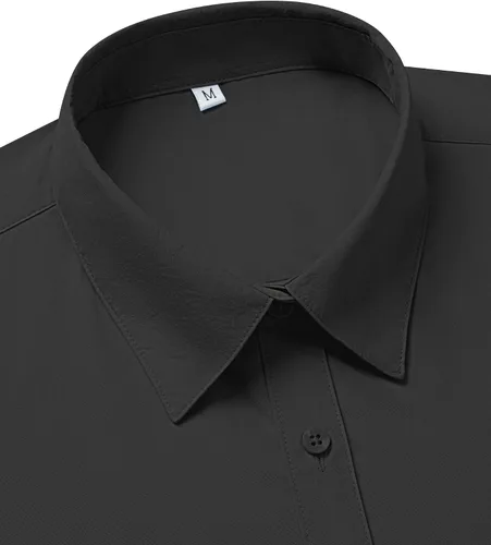 Miniatura 3 de siliteelon Camisas de vestir para mujer, de manga corta, de algodón, camisa con botones abajo, camisa básica con botones arriba, camisas con cuello