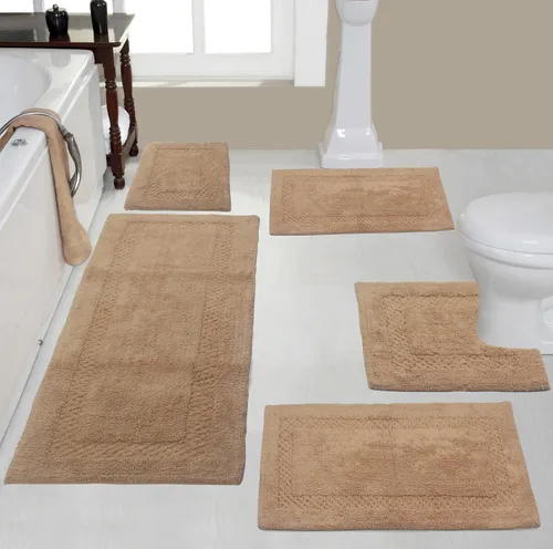 Miniatura 92 de Home Weavers Classy - Juego de alfombras de baño 100 % algodón, decoración de baño, lavable, extrasuave y absorbente, tapete de cocina, juego de Aqua