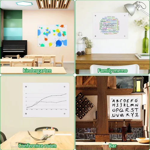 Miniatura 5 de iCAGY Pizarra blanca acrílica de borrado en seco para pared, pequeña pizarra blanca para oficina, hogar y niños, diseño elegante, fácil instalación