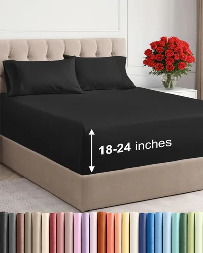 Miniatura 125 de Sábanas King divididas con bolsillos extra profundos, sábanas transpirables y refrescantes de 5 piezas, sábanas de lujo para hotel, suaves, sin 22
