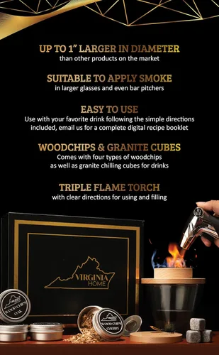 Miniatura 4 de Kit de ahumador de cóctel con antorcha y folleto de recetas, kit de ahumador de whisky y bourbon para bebidas, queso ahumado y carnes con 4 sabores