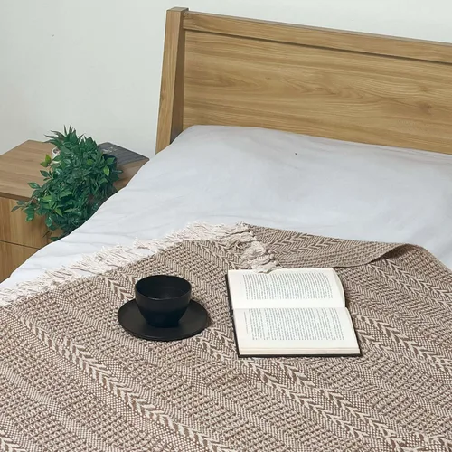 Miniatura 3 de Chardin home - Manta beige trenzada con tejido de punto gofre, 50x60 pulgadas, de algodón reciclado; grande, portátil, transpirable, amigable