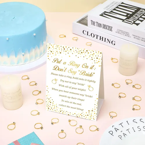 Miniatura 5 de Jetec Juego de 100 anillos falsos para despedida de soltera con tarjeta de no decir novia para boda, compromiso, fiesta, despedida de soltera