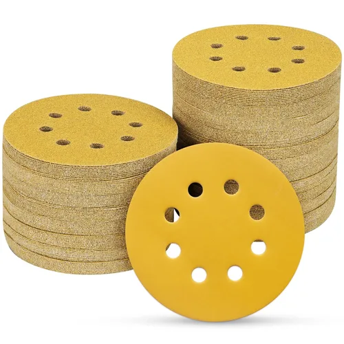 Miniatura 47 de 165 piezas, discos de lija de 5 pulgadas redondos, papel de lija de gancho y bucle para lijadora orbital aleatoria, grano 40 60 80 120 150 240 320