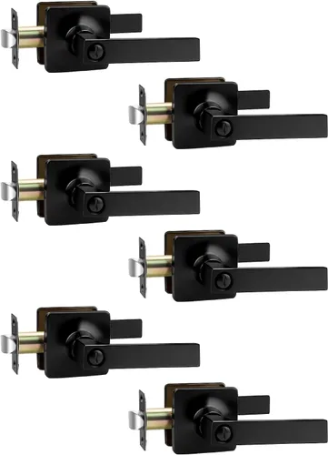 Miniatura 5 de Mengico Paquete de 1 manija de puerta de paso interior negro mate, mango resistente sin bloqueo para puertas de armario y pasillo, reversible