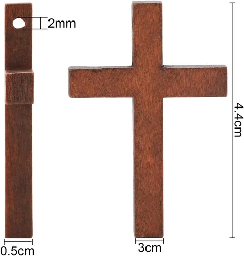 Miniatura 2 de Paquete de 70 cruces de madera pequeñas de cruz de madera de 1.7 x 1.1 pulgadas, colgantes de cruz de madera a granel, adorno pequeño, accesorio