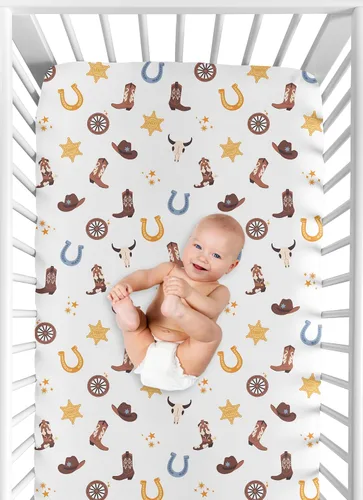 Miniatura 6 de Sweet Jojo Designs Sábanas bajeras para cuna (vaquero bohemio occidental) para niños, guardería infantil, habitación de niños pequeños, tamaño azul