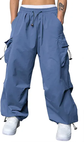 Miniatura 23 de JMIERR Pantalones Cargo Holgados para Hombre de Moda Casuales Pantalón de Paracaídas Ajuste Holgado Harem Joggers con Bolsillos para Ropa Urbana