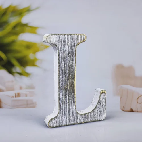 Miniatura 12 de Letras de madera rústica sin terminar de 4 pulgadas para decoración de pared, letras decorativas de pie en rodajas, decoración de tablero