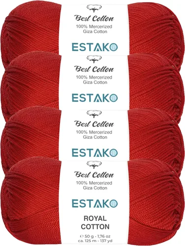 Miniatura 70 de Estako Algodón Royal, 100% hilo de algodón giza mercerizado, suave, súper fino 1 para ganchillo y tejer, 1.76 onzas (50g) / 137 yardas (125m)