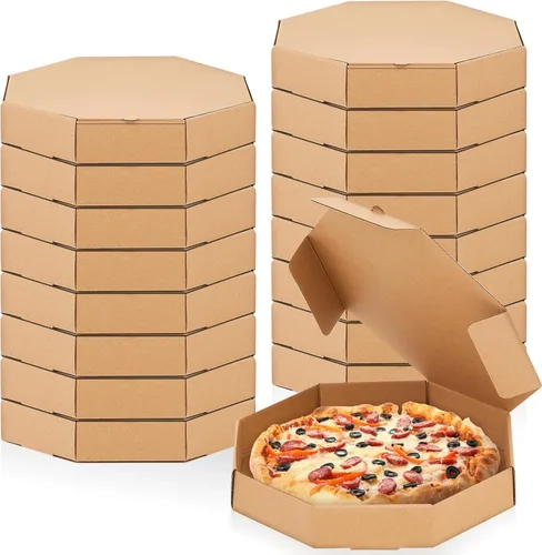 Teenyyou Paquete de 20 cajas de fiesta de pizza octagonal de cartón corrugado de 12 x 12 pulgadas, cajas para llevar pizza a granel, contenedor de