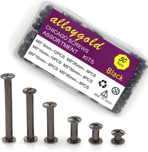 Miniatura 9 de Juego de 90 tornillos de acero inoxidable 304 Chicago de cuero, 7 tamaños de remaches para manualidades, ropa, zapatos, cinturones, bolsas