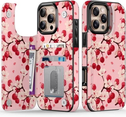 Miniatura 156 de FUNMIKO Funda tipo cartera para iPhone 13 con tarjetero, bloqueo RFID, protección de grado militar y obras de arte impresas con rayos UV, cierre