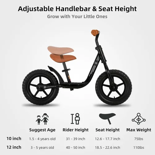 Miniatura 4 de Joystar Bicicleta de equilibrio de 10 y 12 pulgadas para niñas y niños, de 18 meses a 5 años, bicicleta para niños con reposapiés y altura