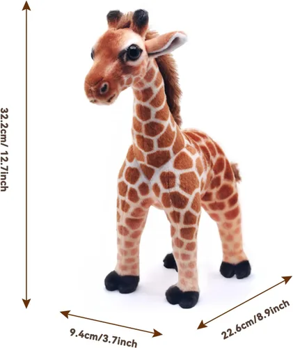 Miniatura 2 de HWD Muñeca de jirafa de peluche realista de 14 pulgadas, lindos animales de peluche suaves para niños pequeños, Navidad, cumpleaños