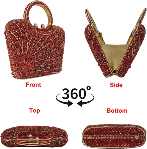 Miniatura 3 de HUANG ZHUANG Elegante cesta de cristal embrague mujeres Rhinestone bolso de noche boda fiesta formal banquete monederos bolso