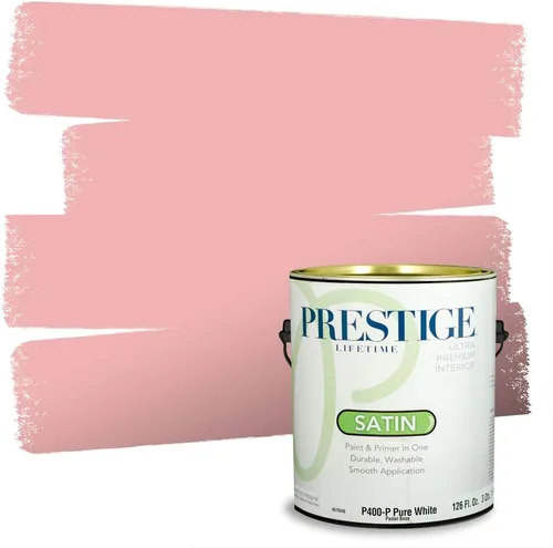 Miniatura 86 de Prestige Paints E100-T-SW6591 Pintura exterior e imprimación en uno, 1 galón, plano, combinación comparable de Sherwin Williams Amaryllis, 1 galón