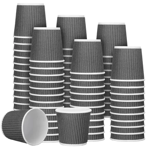 Miniatura 8 de Yaomiao 200 tazas de café expreso desechables de 4 onzas, con aislamiento de papel corrugado ondulado, para fiestas, bebidas frías, té y bebidas