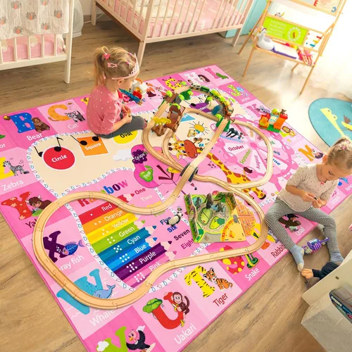Miniatura 23 de Alfombras infantiles lavables para sala de juegos, alfombras de aprendizaje educativas y divertidas con formas de animales del alfabeto ABC