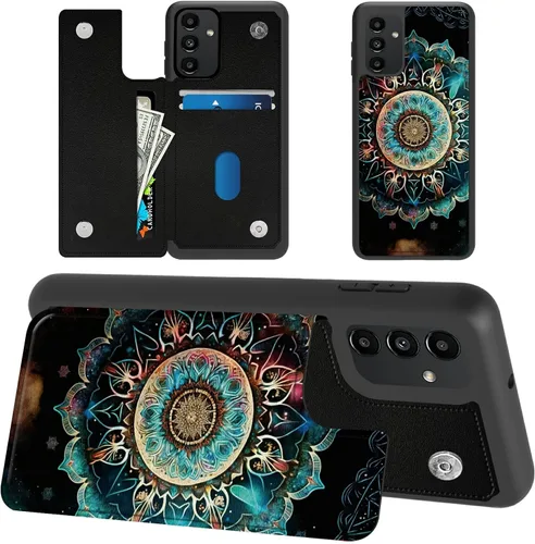 Miniatura 10 de Funda tipo cartera para Samsung Galaxy A14 5G con tarjetero y bloqueo RFID, piel sintética suave, función atril, cierre magnético, funda delgada