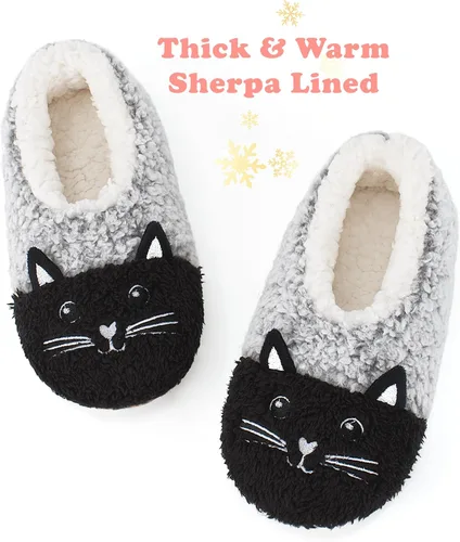 Miniatura 3 de Lindas pantuflas de animales para niños, niñas y mujeres, calcetines de casa mullidos con suela antideslizante suave, regalos únicos para mamá