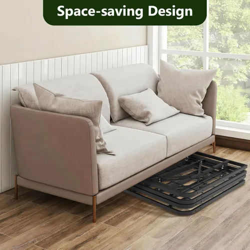 Miniatura 3 de Base de cama plegable de tamaño matrimonial, plataforma de metal con almacenamiento debajo de la cama de 14 pulgadas, resistente, sin ruido, fácil