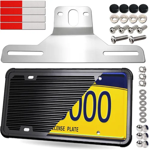 Soporte de matrícula de remolque con marco de silicona para placa de automóvil para camiones, barcos, casas rodantes, placas universales con kit de