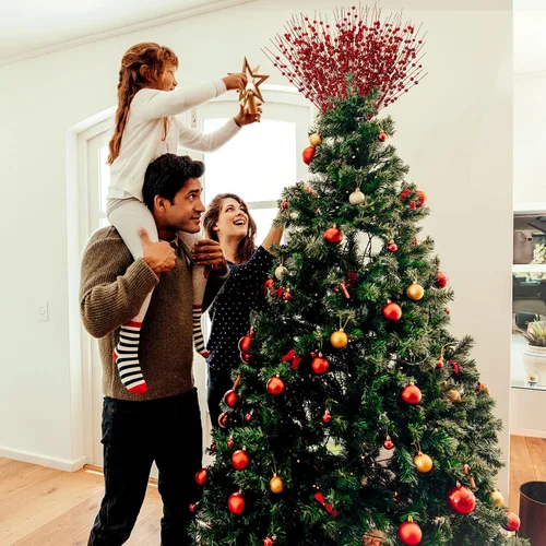 Miniatura 4 de Jutom 12 tallos de bayas artificiales de Navidad con purpurina de 15.7 pulgadas, adornos de púas de bayas de acebo, adornos falsos para árbol