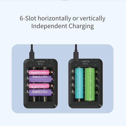Miniatura 5 de LIMETA Cargador de batería AA recargable Cargador de batería universal de 6 bahías con detección automática Bluetooth Multi-cargador