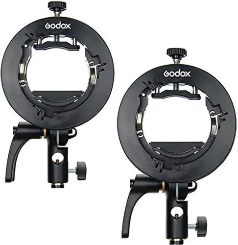 Godox 2 soportes Flash tipo S con soporte Bowens, mango ajustable en dirección, para Godox V1 AD200Pro II, etc. Flash de cabeza redonda y AD400Pro
