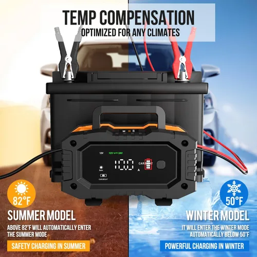 Miniatura 11 de NEXPEAK NC202 Cargador de Batería de 10 Amperios, Cargador de Batería Portátil para Automóvil de 12V 24V LiFePO4 Ácido de Plomo, Cargador por Goteo