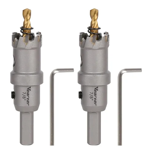 Miniatura 26 de Sierra perforadora de carburo de 1-1/2 pulgadas (1.496 in) para metal duro, cortador de agujeros con punta de carburo de tungsteno con broca piloto