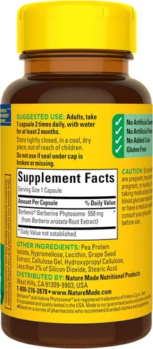 Miniatura 8 de Nature Made Cápsulas de fitosoma de berberina de mejor absorción, 1100 mg por 2 cápsulas diarias, suplemento de berberina para apoyo a la salud