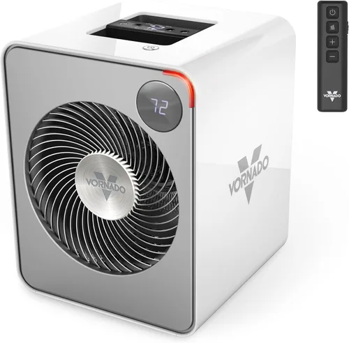 Vornado VMHi500 (2025) Calentador de espacio de metal para toda la habitación, termostato digital, control remoto, control automático de clima,
