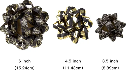 Miniatura 2 de RUSPEPA Surtido de lazos de regalo de papel de doble cara, diseño negro y dorado para Navidad, vacaciones, cumpleaños, bodas, baby shower, total