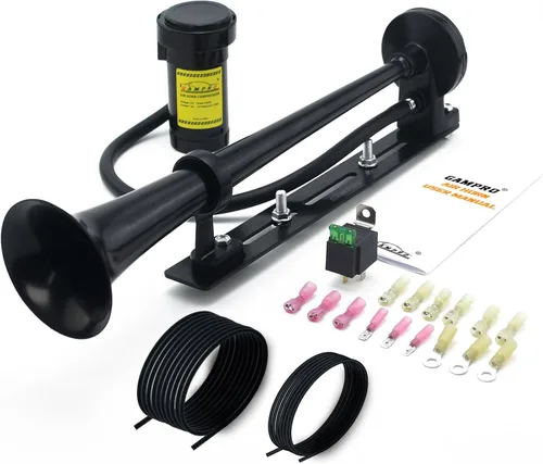 GAMPRO Bocina de aire para camión, barcos, coche para 12 V, 150 db, kit de bocinas de tren súper ruidosas con soporte