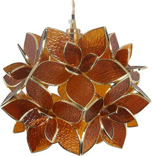 Miniatura 35 de Bieye L10749 - Lámpara colgante de techo de vidrio manchado estilo Tiffany con pantalla de 8 pulgadas de ancho (naranja, 8" flor de cerezo)