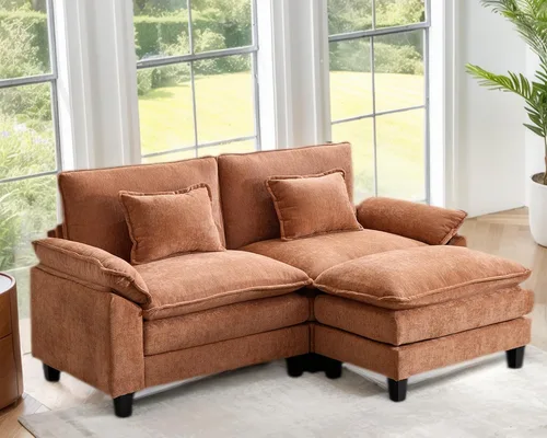 Miniatura 11 de Sofá modular seccional, sofá de nube con otomana, asiento profundo de felpilla en forma de L para sala de estar y apartamento