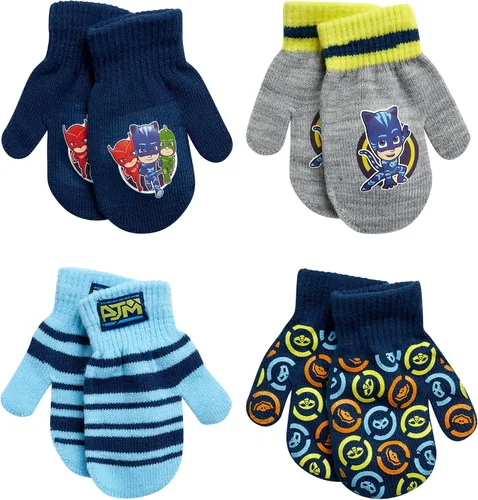PJ Masks Guantes de invierno para niños, paquete de 4 guantes y manoplas de PJ Masks (niño pequeño)
