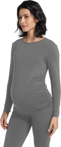 Miniatura 2 de Foucome Conjunto de ropa interior térmica de maternidad, conjunto de pijama largo con forro polar para mujeres embarazadas