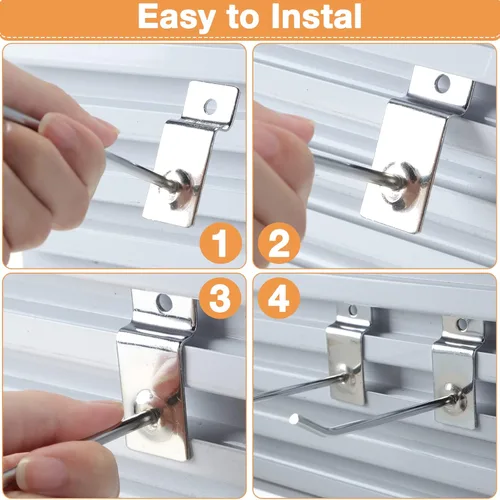 Miniatura 3 de Moxweyeni - 100 piezas de ganchos de pared para paneles de listones resistentes, ganchos de pared de listones de metal para colgar, ganchos de pared