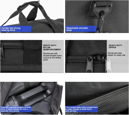 Miniatura 5 de Bolsa de gimnasio para hombres y mujeres con compartimento para zapatos, deporte, fin de semana, viajes, durante la noche, bolsa de transporte