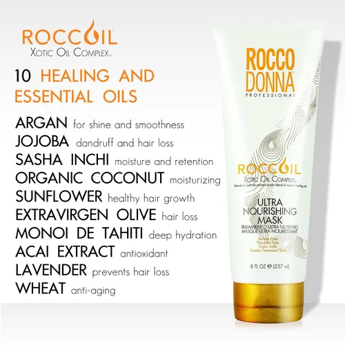 Miniatura 4 de Rocco Donna Mascarilla ultra nutritiva para el cabello, hidratación profunda y brillo, repara el cabello dañado con complejo de aceite xótico