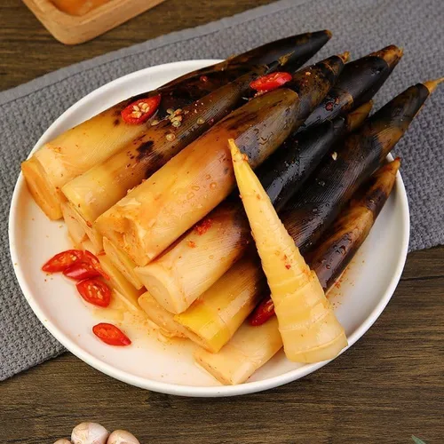 Miniatura 11 de Brotes de bambú pelados a mano 8.11 oz/paquete, brotes de bambú crujiente de pimienta en escabeche, aperitivo chino picante, brotes de bambú