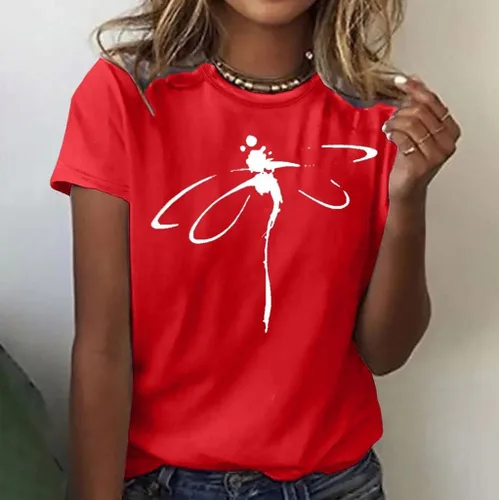Miniatura 90 de Camiseta con estampado de animales para mujer, camiseta de libélula divertida, linda camiseta de manga corta, blusa de primavera 2023, camisas