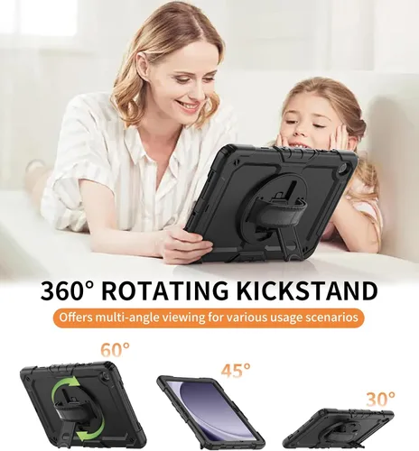 Miniatura 5 de DUNNO Funda para Samsung Galaxy Tab A9+ Plus de 11 pulgadas 2023, a prueba de golpes con protector de pantalla, soporte giratorio de 360°, correa