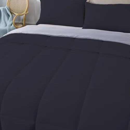 Miniatura 5 de Lujoso edredón de 1 pieza ultrasuave 100% algodón egipcio de 800 hilos, edredón de 400 GSM, tamaño matrimonial/queen (90 x 90 pulgadas), color negro