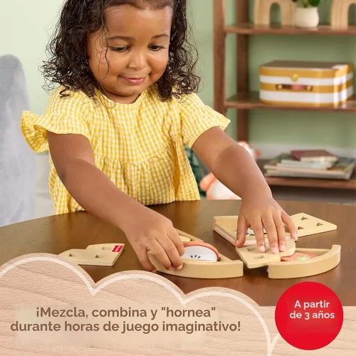 Miniatura 2 de Fisher-Price Juguete de Madera de Juego de Simulación Pastel de Frutas, Tiny Garden Conjunto de Rompecabezas de Comida de Madera de 16 Piezas